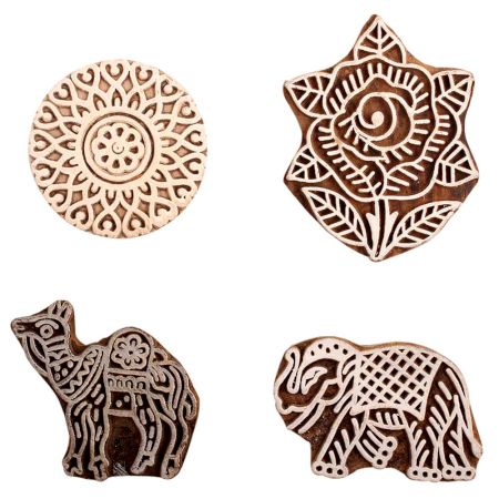 Set of 4 Piece New Mix Wooden Printing Block